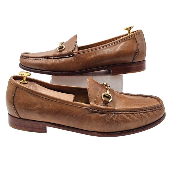 Cole Haan Mens 11.5M Light Brown Tan Gold Horsebit Leather Dress Shoes Loafers - Picture 4 of 14